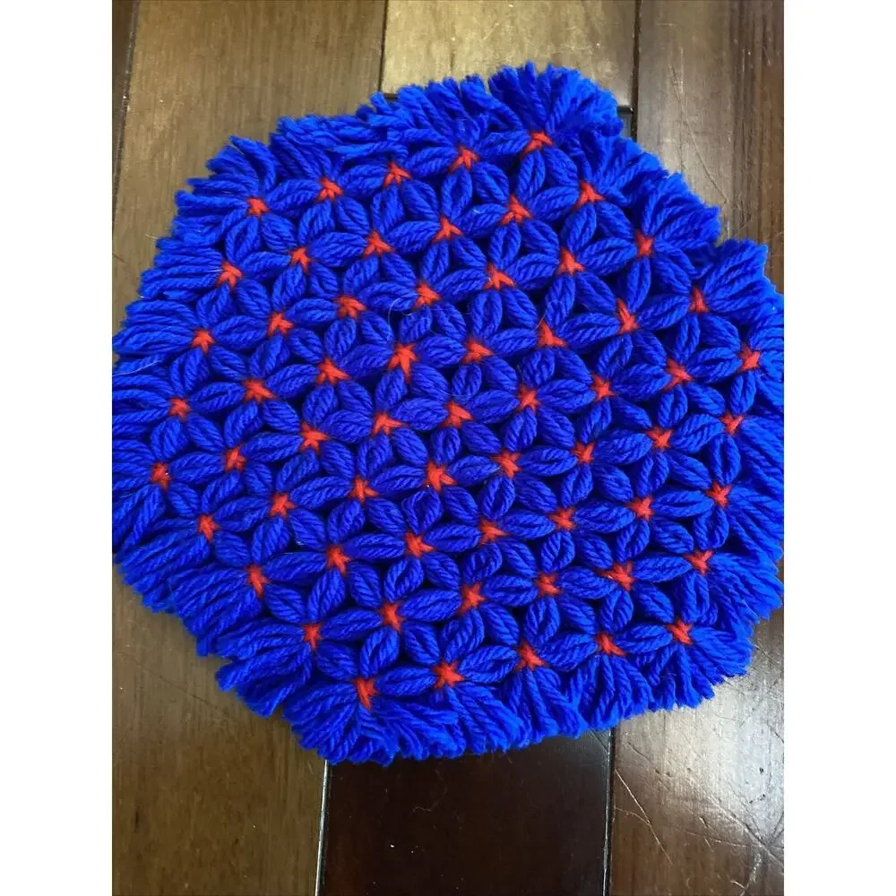 Vintage Crochet Potholders/‎ Hot Pads + crochet bottle dress (?).